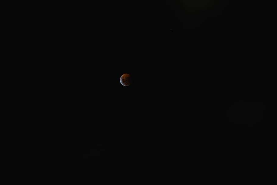 photo of moon from afar, nature, night, eclipse, lunar eclipse
