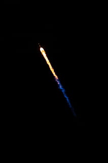 rocking flying in sky during night time, rocket, fire, tail, light HD wallpaper