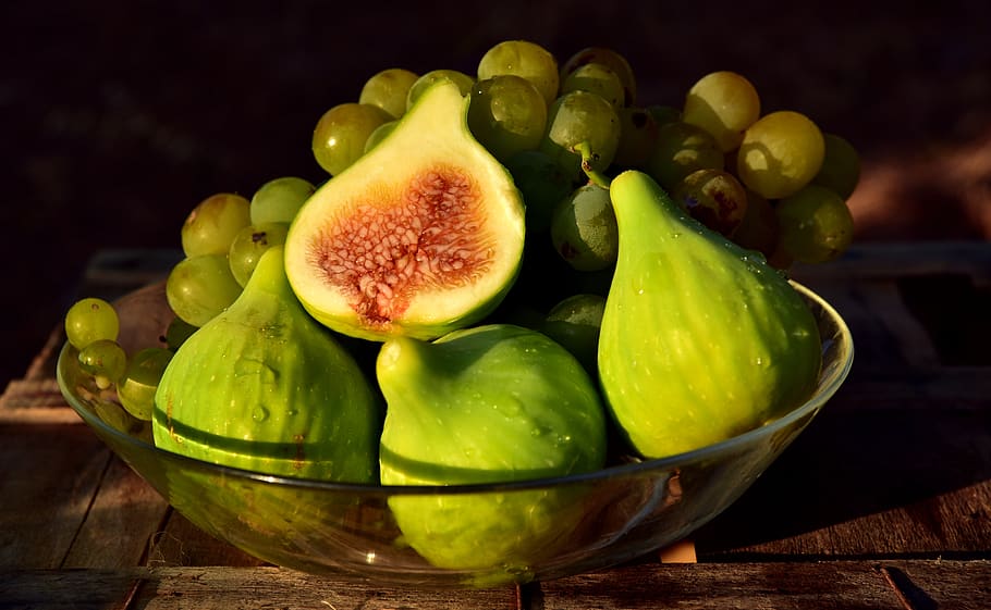 fruit, fruit bowl, figs, grapes, healthy, mediterranean, mediterranean cuisine HD wallpaper