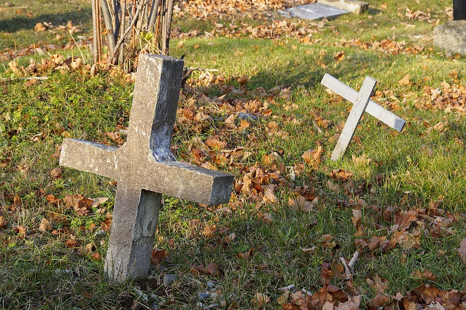 Old cemetery gravestones., abandoned, ancient, antique, autumn, HD wallpaper
