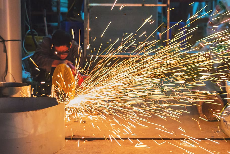 Worker Sparks, various, construction, factory, industrial, industry, HD wallpaper