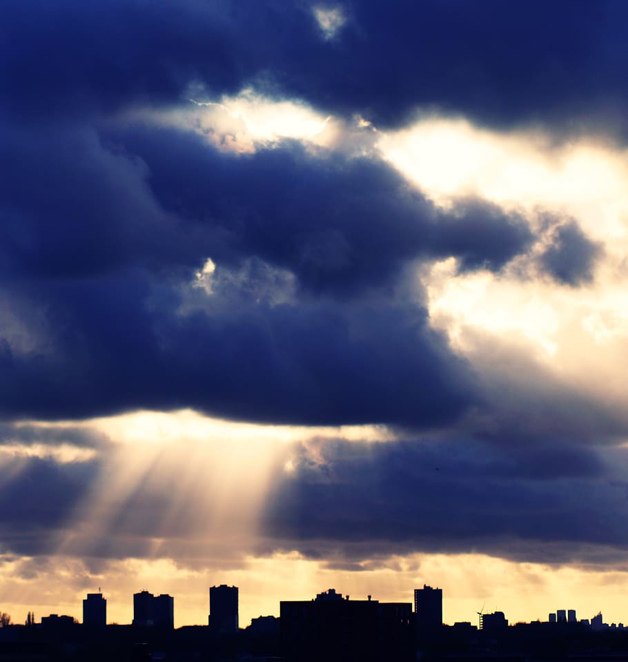 Silhouette of Building Under Cloudy Sky, backlit, buildings, city HD wallpaper