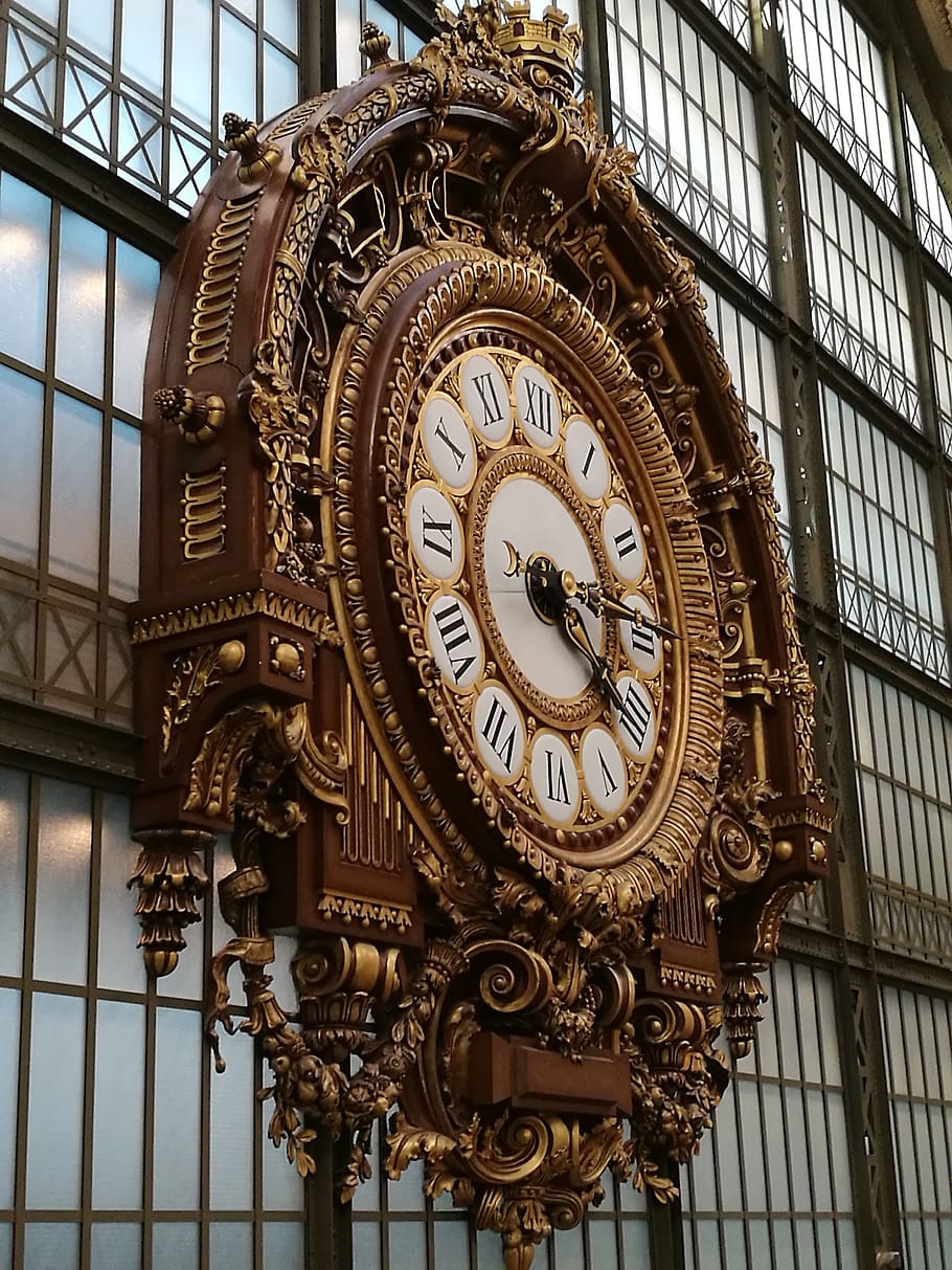 Photo of Vintage Analog Wall Clock, ancient, antique, architecture HD wallpaper