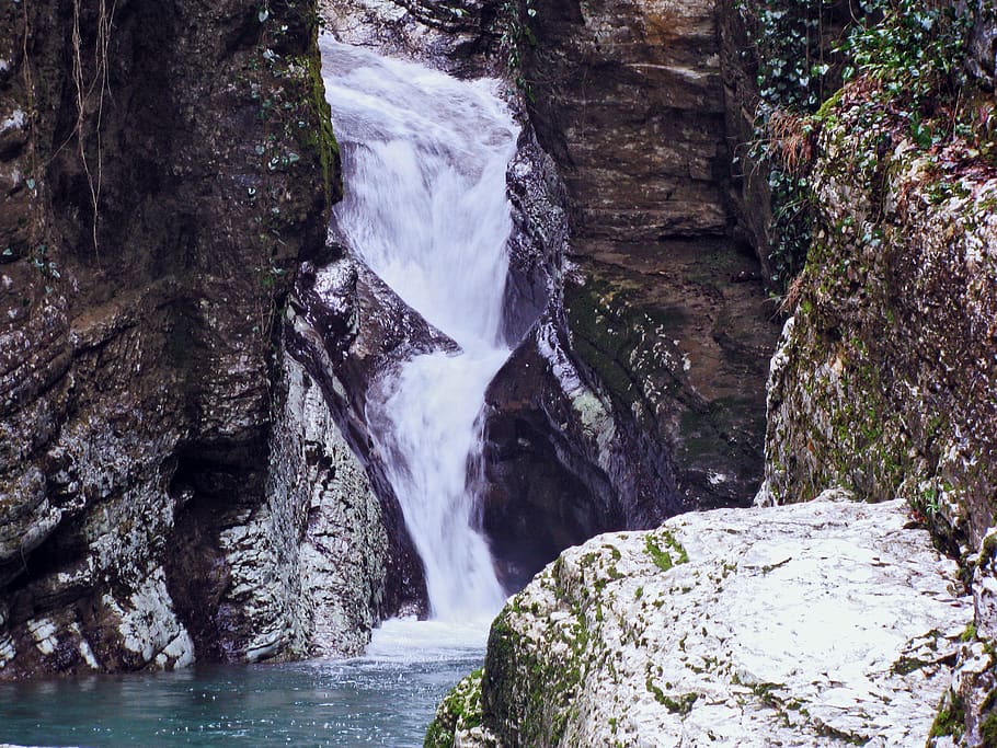 water, waterfall, rest, nature, stones, rock, rock - object HD wallpaper