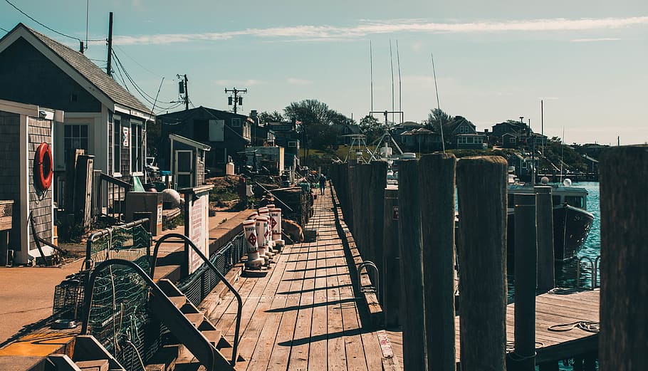 dock, building, boardwalk, bridge, waterfront, person, human HD wallpaper
