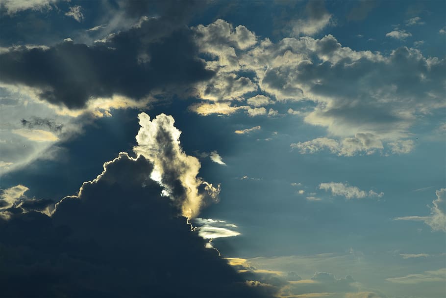 Grey Clouds and Blue Sky, cloudy, dark, daylight, skies, storm HD wallpaper