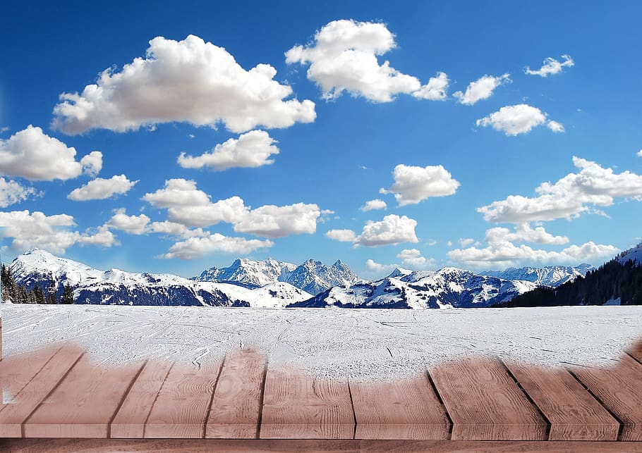 clouds, mountains, snow, background, landscape, nature, alpine HD wallpaper