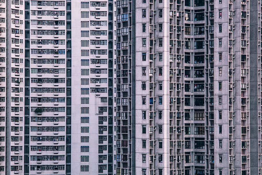 white concrete buildings during daytime, window, city, architecture HD wallpaper