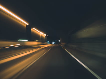 Road Tunnel in Time Lapse Wallpaper, asphalt, blur, dark, evening HD wallpaper