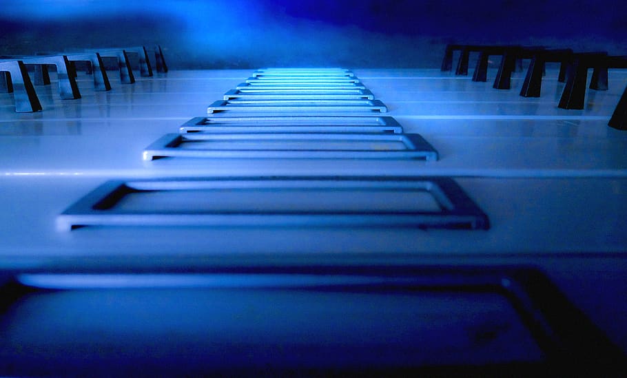 abstract, blue, storage, shelf, future, technic, in a row, no people HD wallpaper