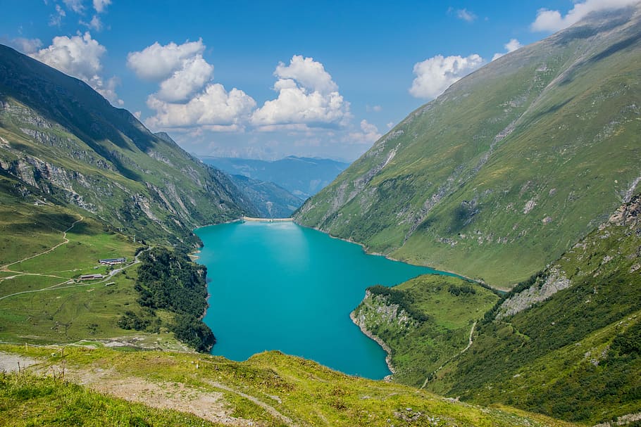 mountains, lake, scenic, clouds, rest, sky, water, scenics - nature HD wallpaper