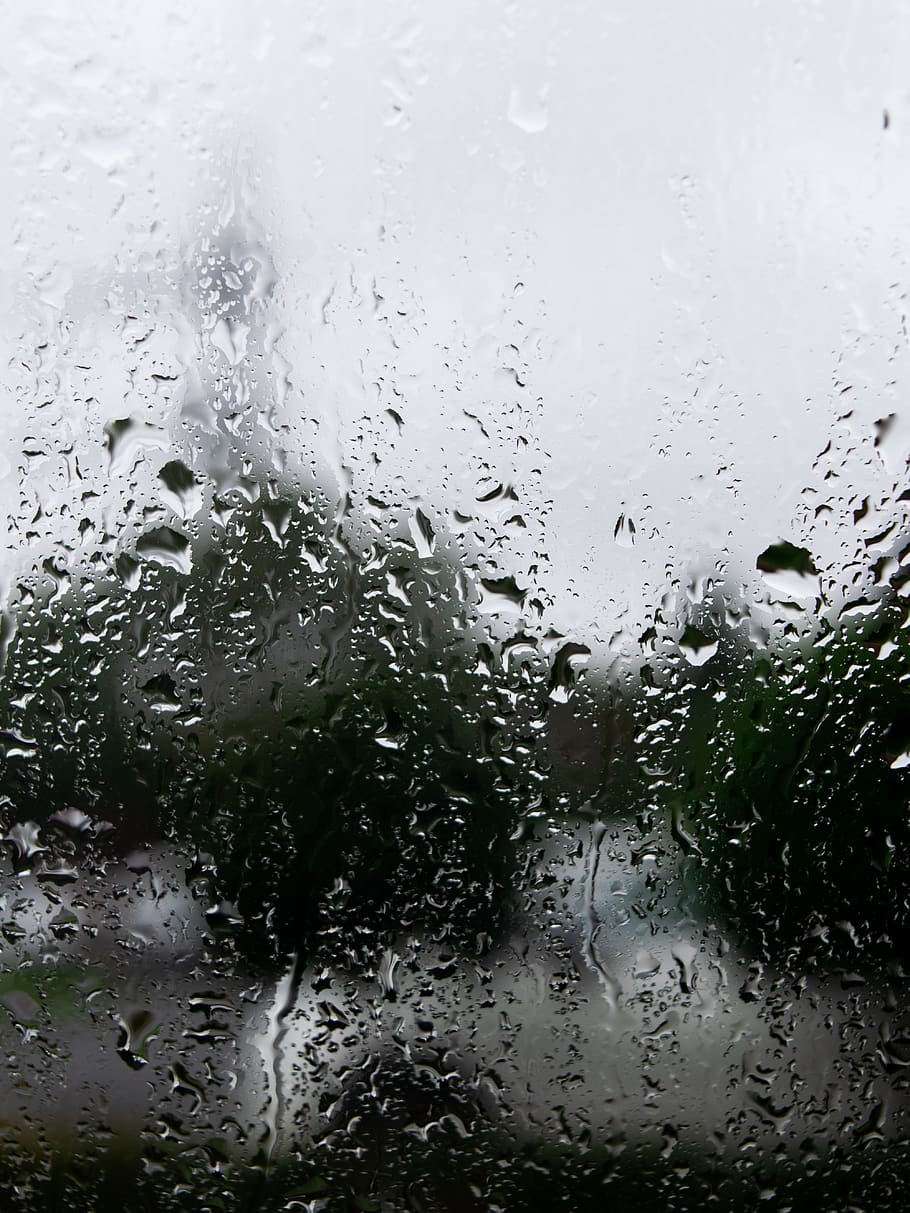 dark, dismal, window, droplet, rain drops, water, wet, transparent HD wallpaper