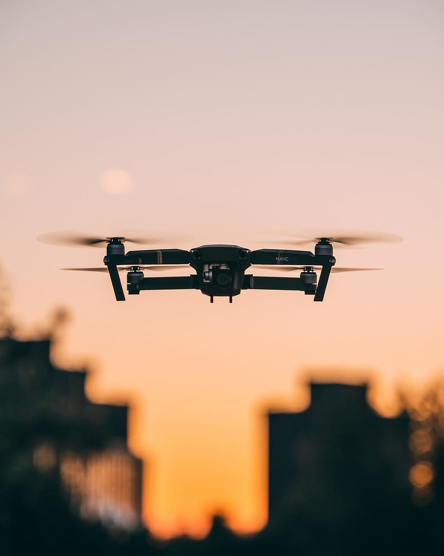 selective focus photography of quadcopter drone in mid-air, mavic, HD wallpaper