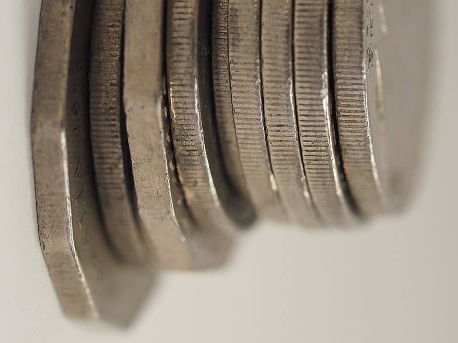 work, cash, coin stack, money stack, close up, macro, grey