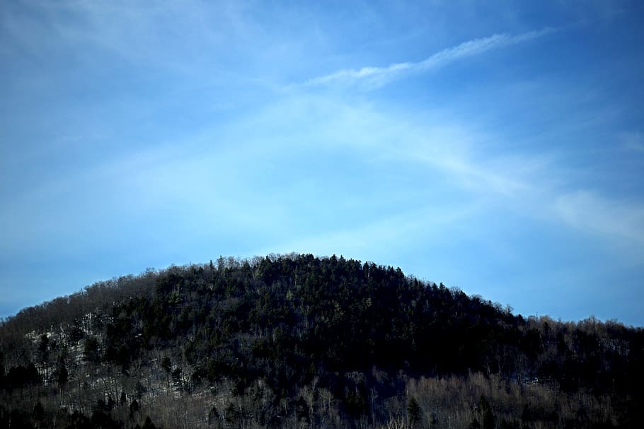 Black Mountain during Daytime, forest, landscape, nature, sky HD wallpaper