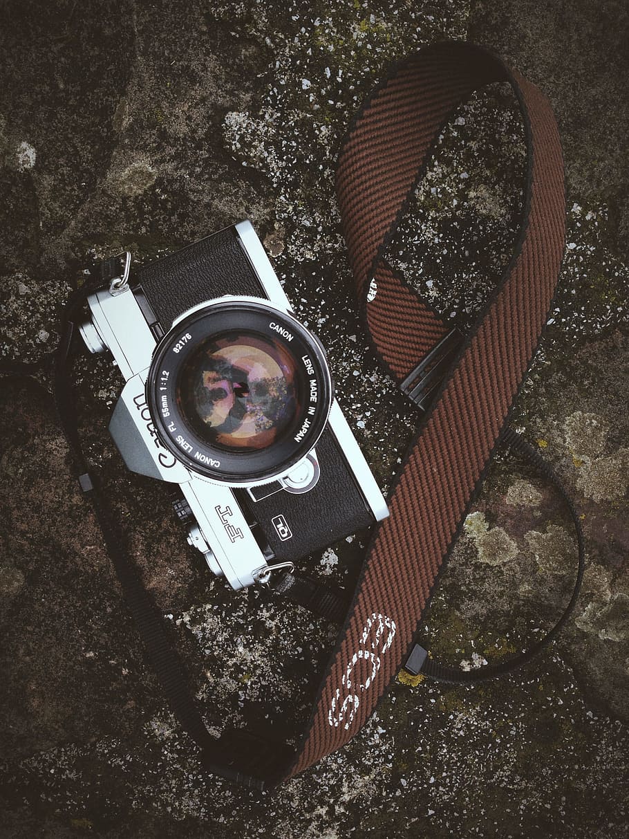 camera, lens, black, canon, strap, accessory, photography, technology HD wallpaper