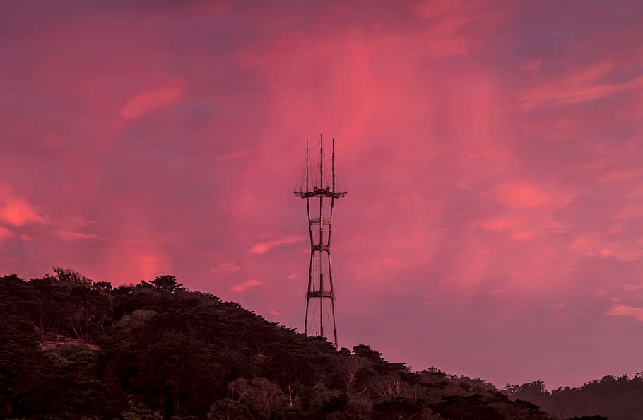 san francisco, twin peaks, united states, solstice, pink sky, HD wallpaper