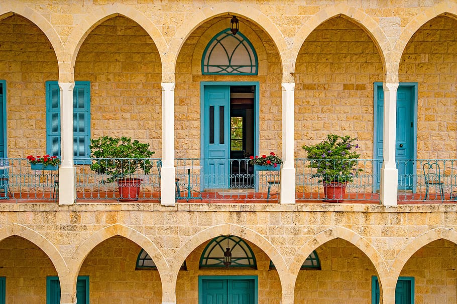 building, facade, wall, stone, architecture, oriental, arches, HD wallpaper