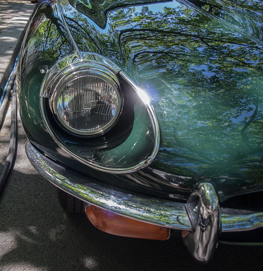HD wallpaper: auto, jaguar, spotlight, vehicle, chrome, oldtimer