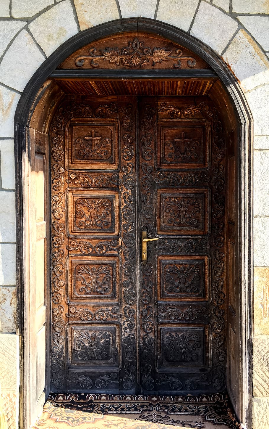 romania, balcani, dc186, wood, old door, front door, church, HD wallpaper