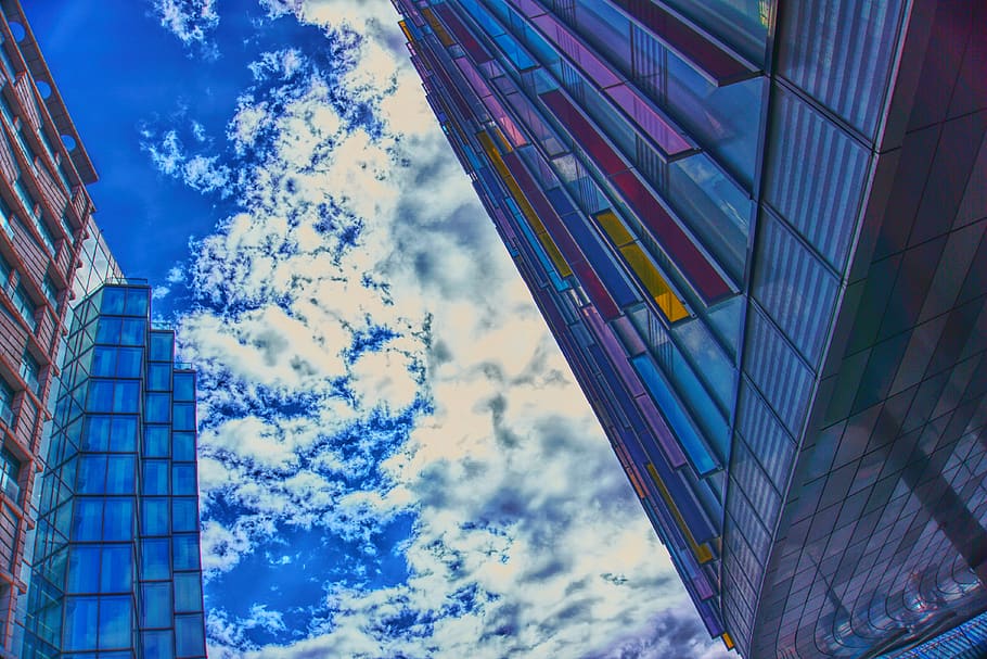 glass, sky, clouds, buildings, london, building exterior, cloud - sky HD wallpaper