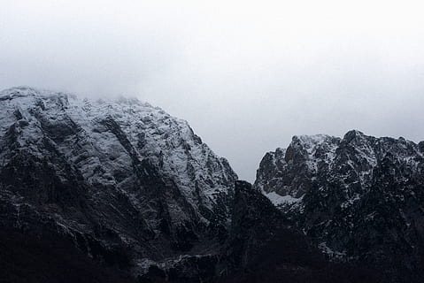 ice-capped mountain at daytime, mountain range, outdoors, nature HD wallpaper