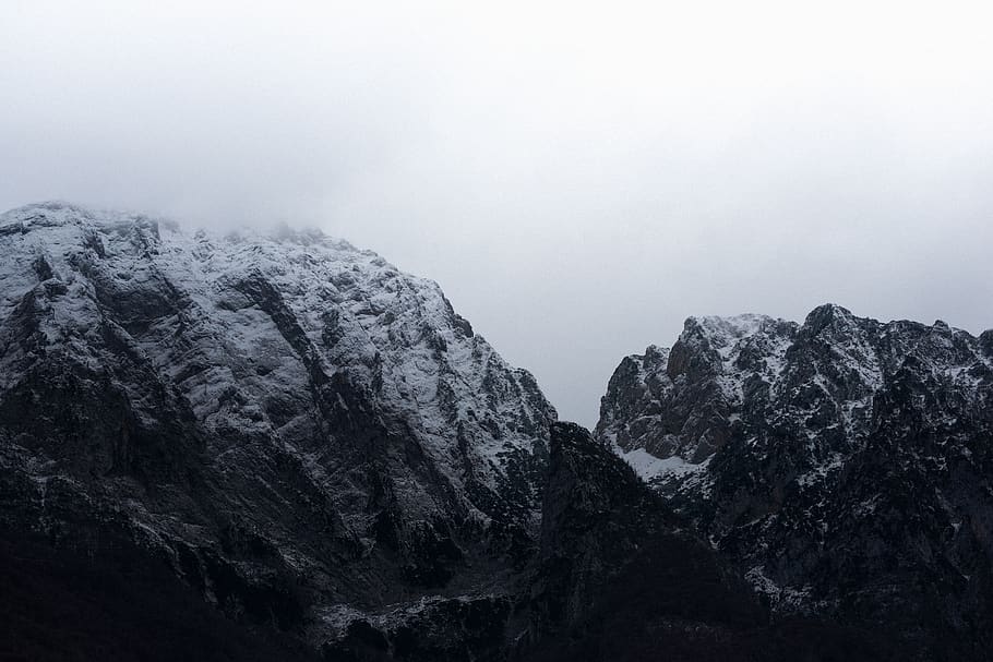 ice-capped mountain at daytime, mountain range, outdoors, nature HD wallpaper