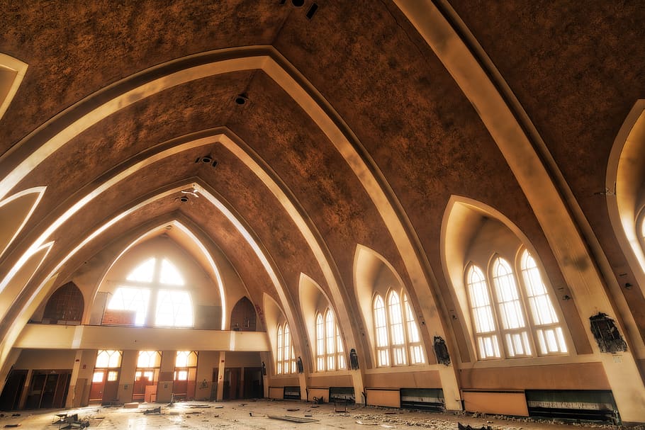 interior, church, architecture, decay, urbex, built structure HD wallpaper