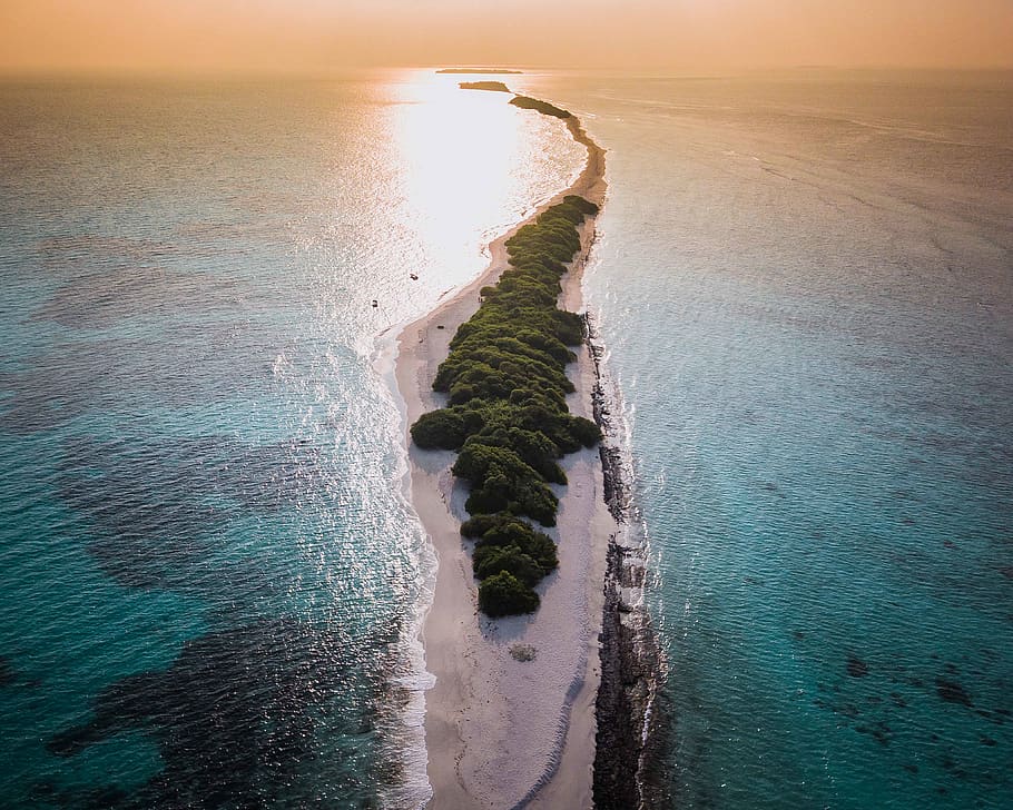 aerial island, water, sea, scenics - nature, beach, beauty in nature HD wallpaper