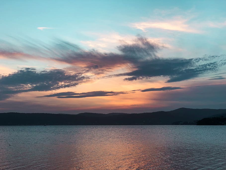 australia, clouds, sky, sunset, lakes, water, mountains, cloud - sky HD wallpaper