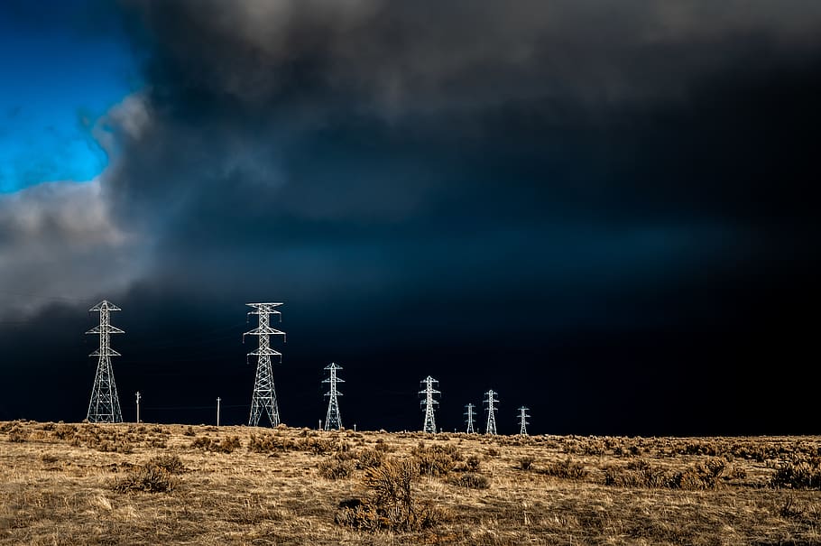Electric Lines Over Cloudy Sky, electrical lines, electricity HD wallpaper