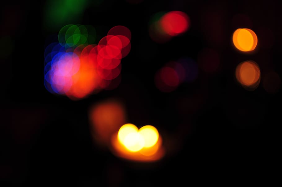 bokeh, colors, dark, night, illuminated, defocused, lighting equipment HD wallpaper
