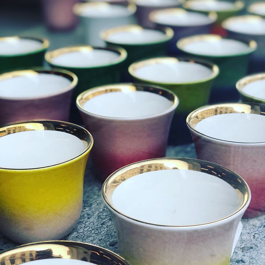 cups, packness, colors, no people, still life, in a row, close-up HD wallpaper