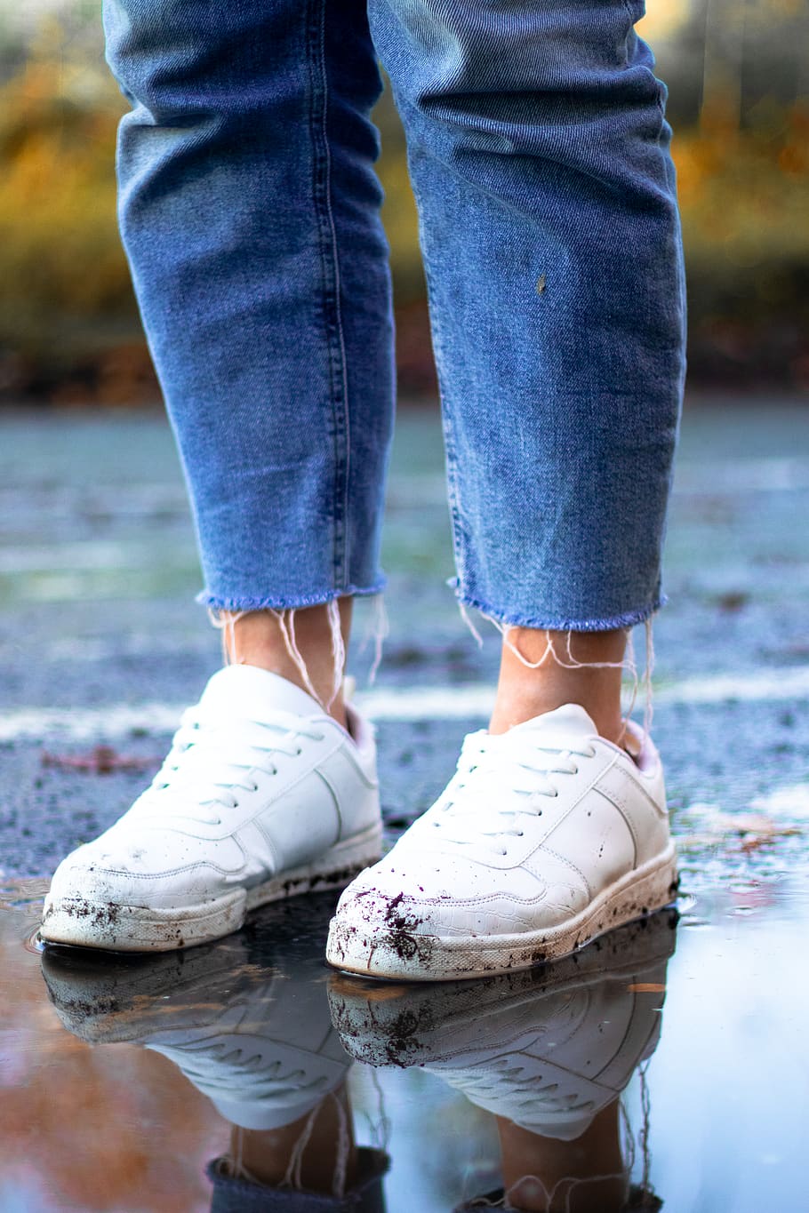 pair of white low-top sneakers, apparel, shoe, footwear, clothing, HD wallpaper