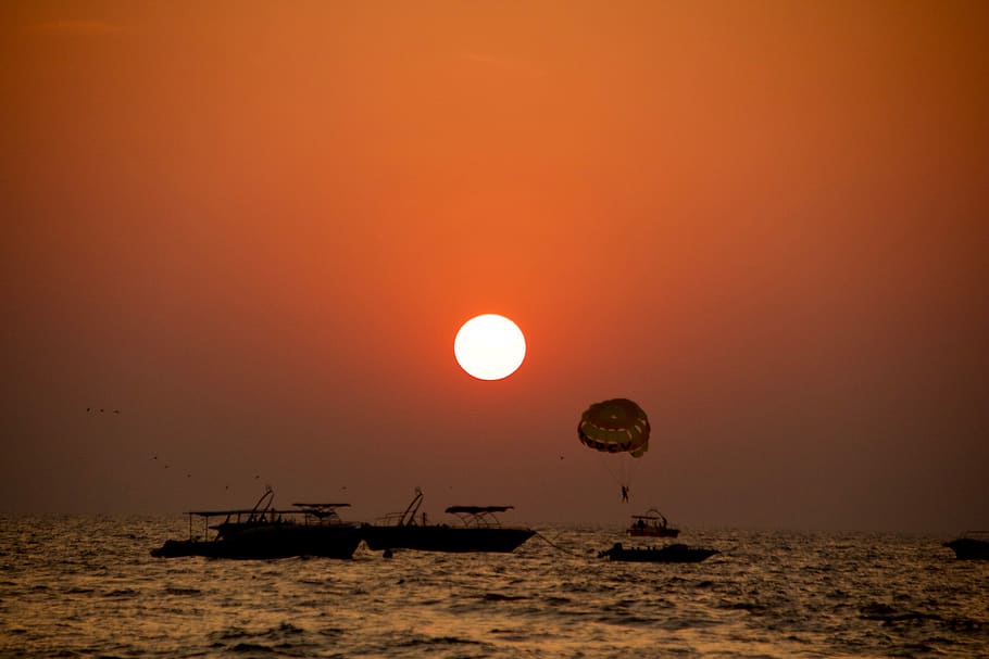india, goa, resort, ocean, wind, sea, sunset, transportation HD wallpaper