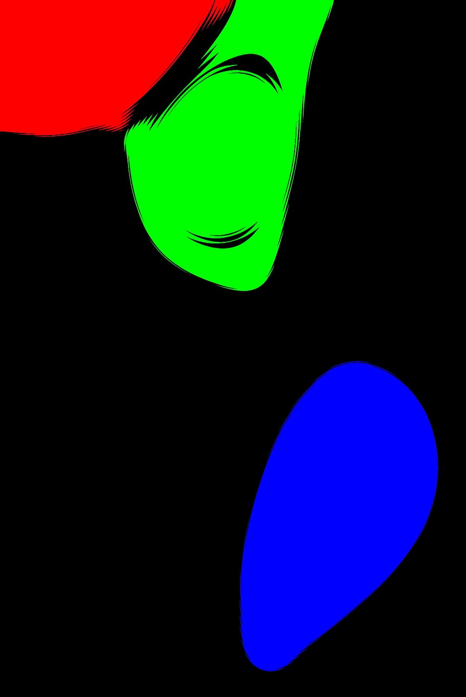spots, red, green, blue, lol, green color, black background HD wallpaper