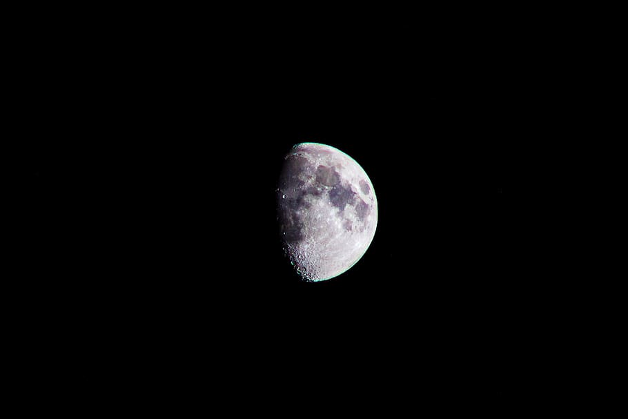 half moon, night, astronomy, space, outdoors, outer space, universe HD wallpaper