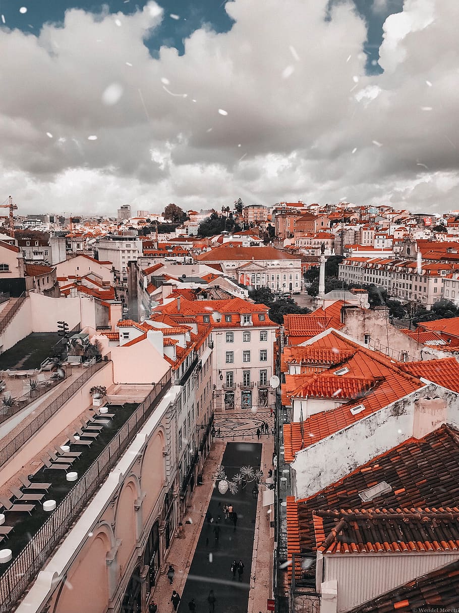 Aerial View of Town, architecture, buildings, dwelling, high angle shot HD wallpaper