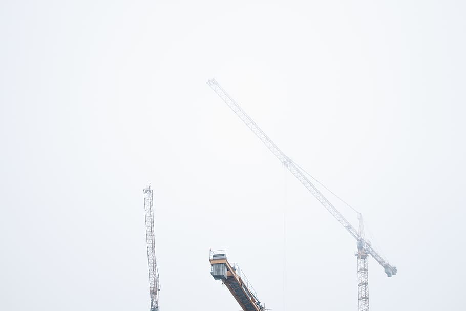 Low-angle Photography of Gray Tower Crane, construction, crane arm, HD wallpaper