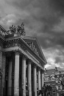 Black and White Photography of Building, administration, ancient HD wallpaper