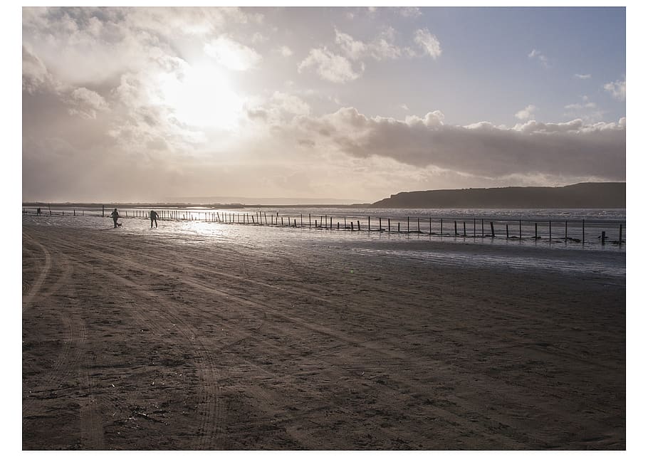 united kingdom, weston-super-mare, water, land, beach, sky, HD wallpaper