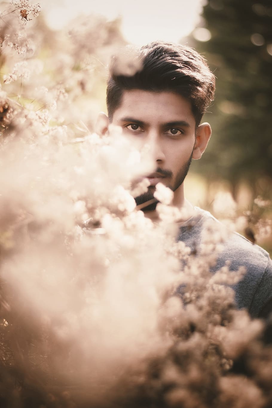 Man In Blue Top, beard, male, model, person, portrait, young adult HD wallpaper