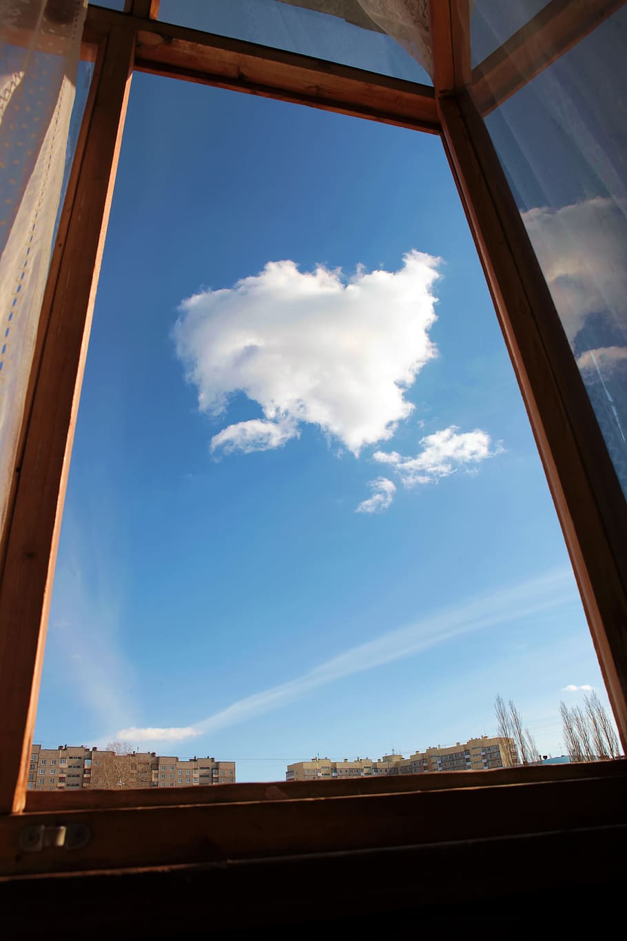 clouds, abstract, window, sky, glass, cloud - sky, low angle view HD wallpaper