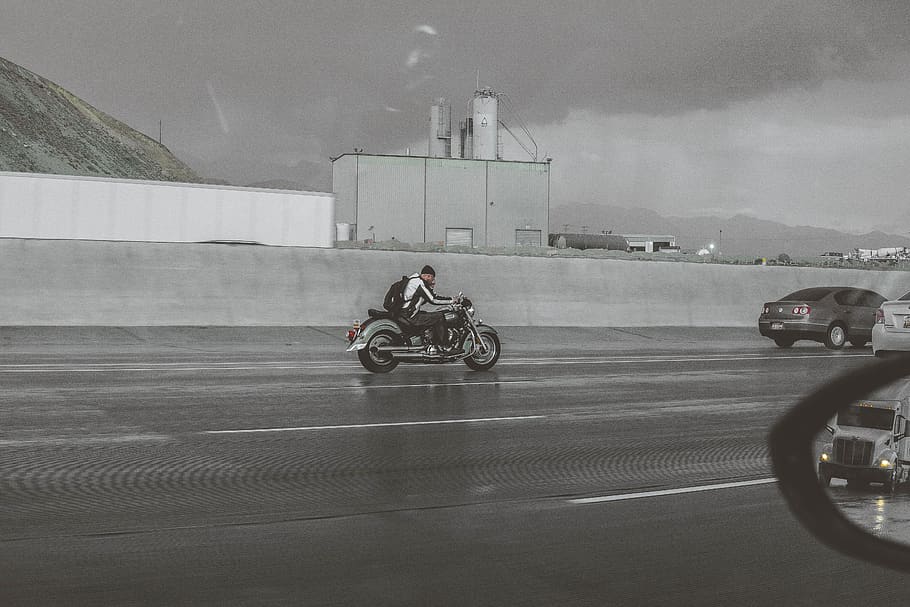 way, highway, motorcycle, vw, volkswagen, fast, semi, truck HD wallpaper