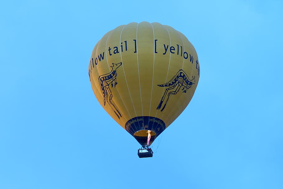 yellow tail air balloon, sphere, australia, melbourne, aircraft, HD wallpaper