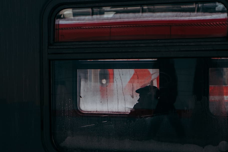 silhouette of man sitting inside train, home decor, train station, HD wallpaper