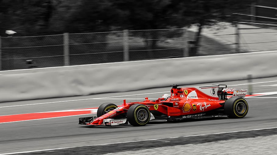 formula 1, race, car, ferrari, red, speed, fast, motion, transportation, HD wallpaper