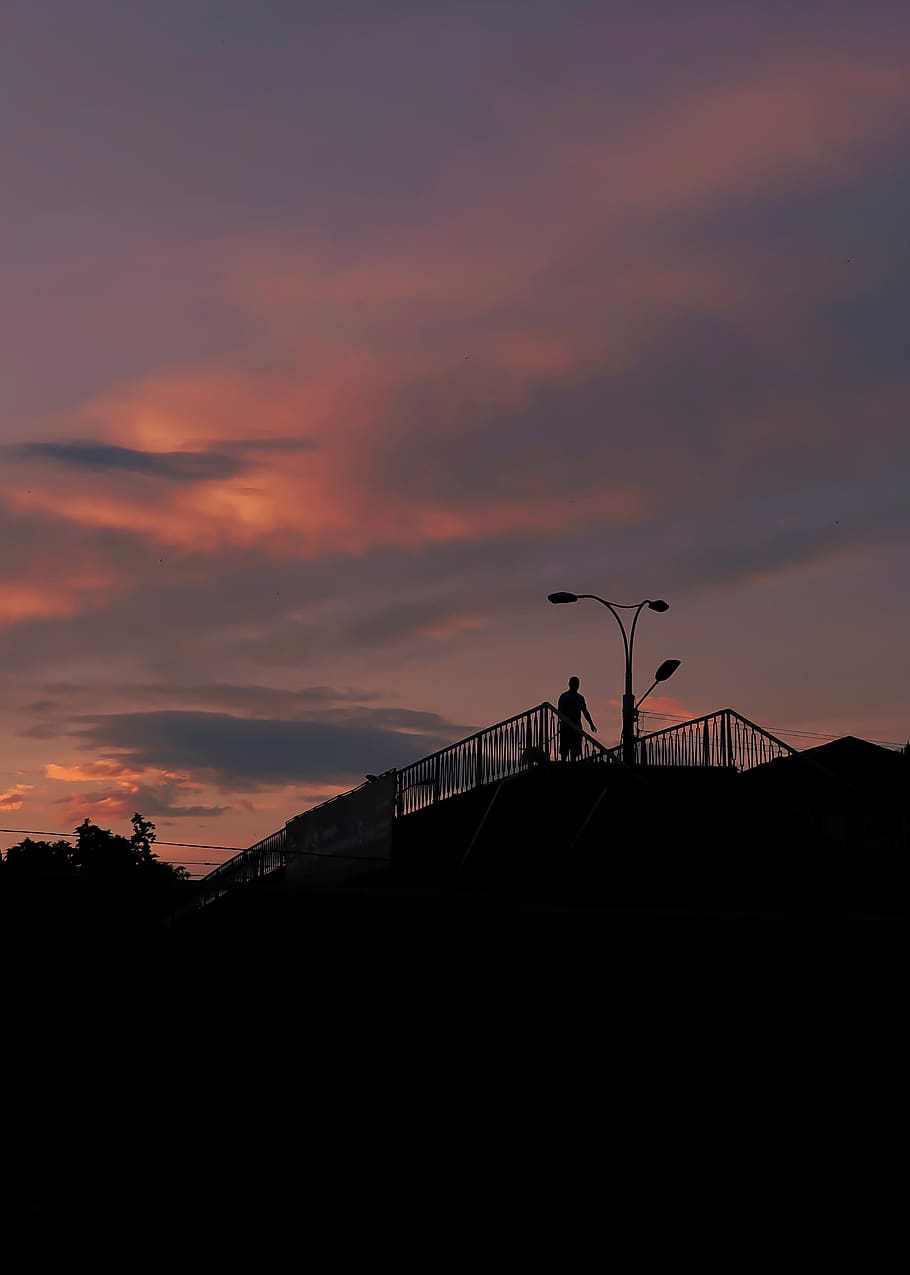 sunset, sky, silhouette, cloud - sky, architecture, built structure HD wallpaper