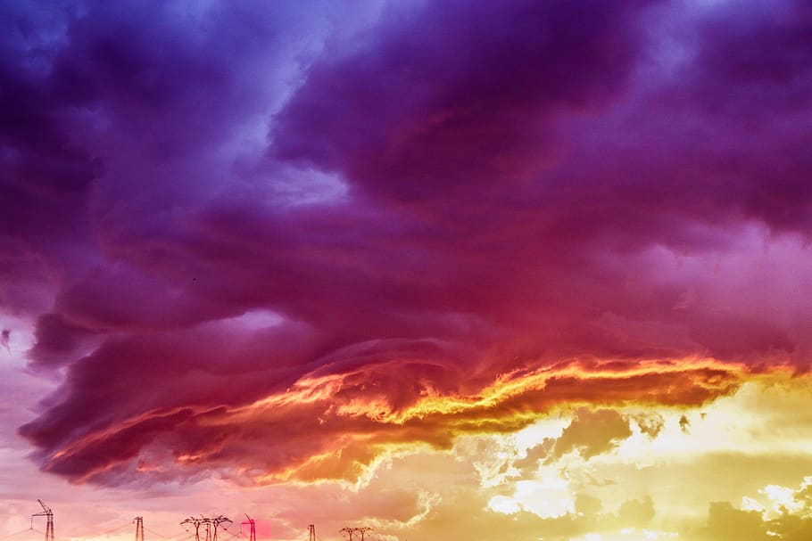 yellow and purple clouds, cloud - sky, beauty in nature, dramatic sky HD wallpaper