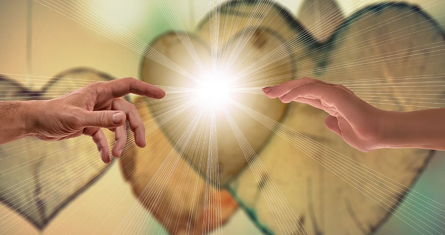 faith, love hope, hands, contact, close, rays, warmth, trust, HD wallpaper